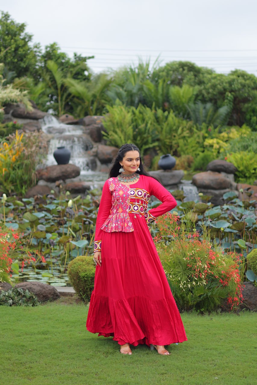 Pink color rayon gown for navratri price
