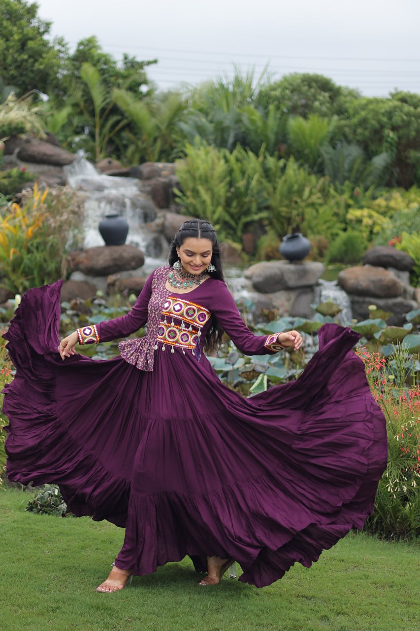 Wine gamthi work gown for women