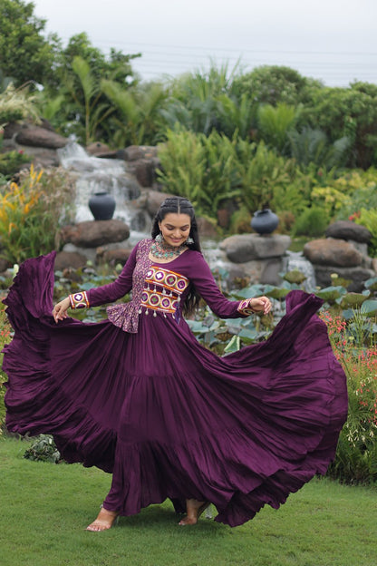 Wine gamthi work gown for women