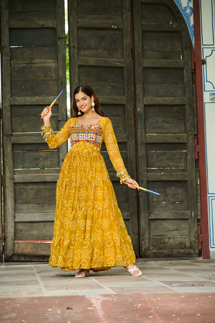 Navratri wear yellow gown