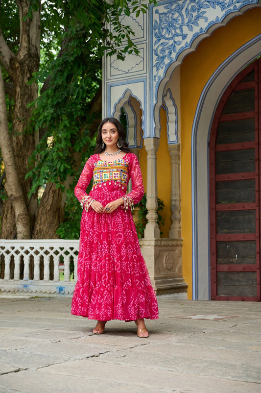 Pink color georgette gown