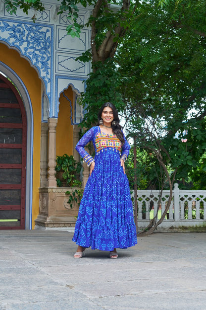 Women blue color georgette navratri gown
