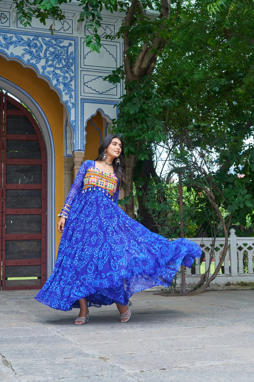 Navratri wear blue color gown 