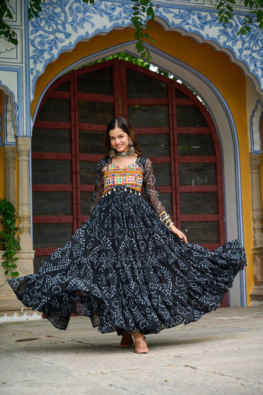 Black color georgette gown for women