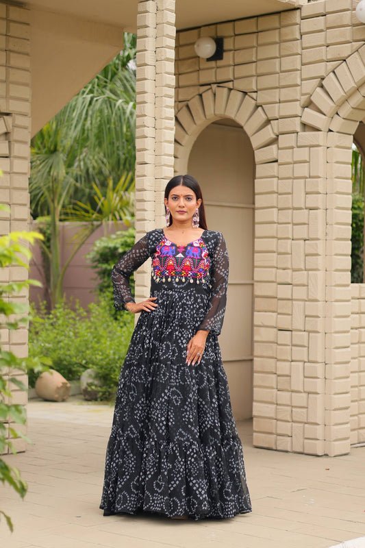 Black color georgette gown for women