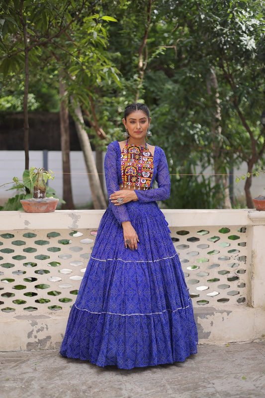 Blue color georgette lehenga 