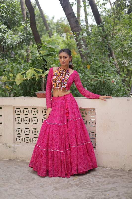 Pink color georgette lehenga