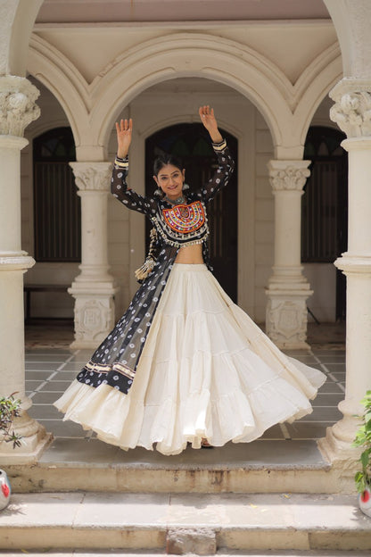 Gamthi work black lehenga with online 
