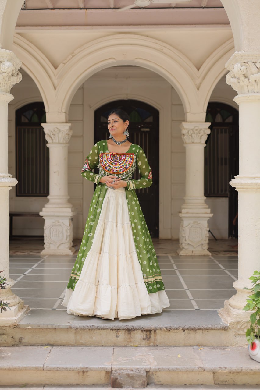 Green gamthi work lehenga choli for women