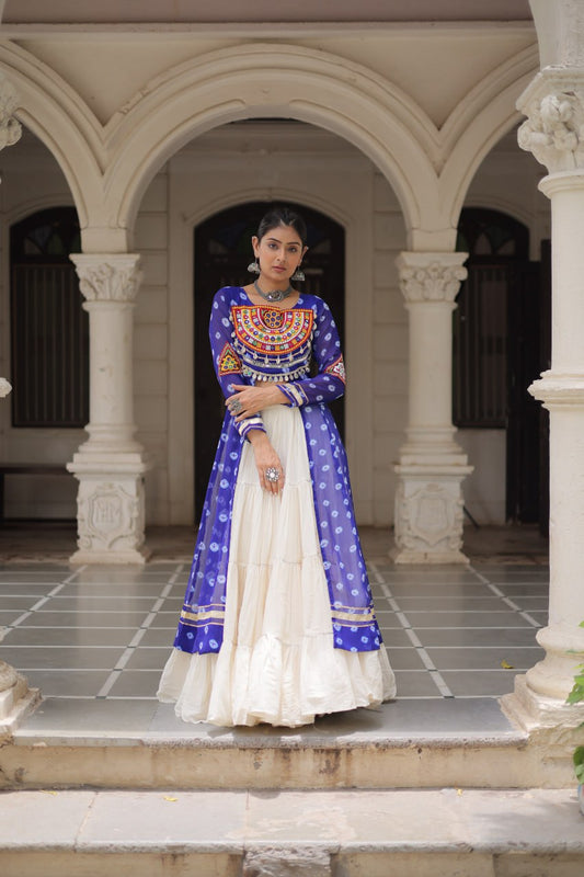 Blue color kora cotton lehenga with top