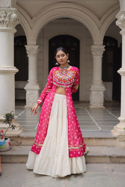 Navratri wear pink lehenga with top 