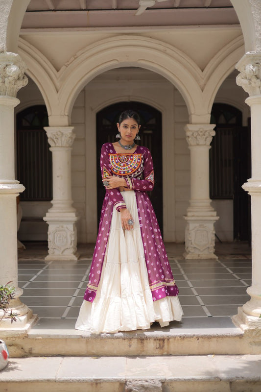 Navratri wear purple cotton lehenga with top 