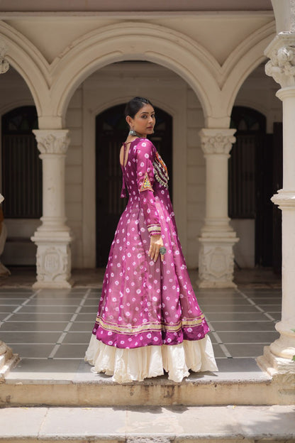 Purple kutchi patche work lehenga with top