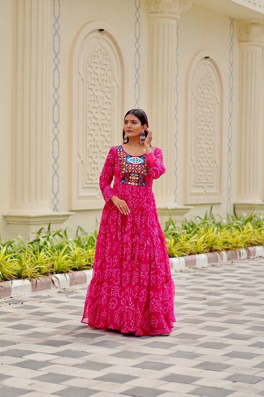 Pink color georgette gown 
