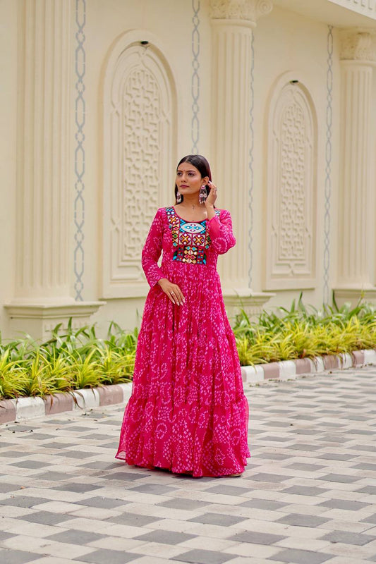 Pink color georgette gown 