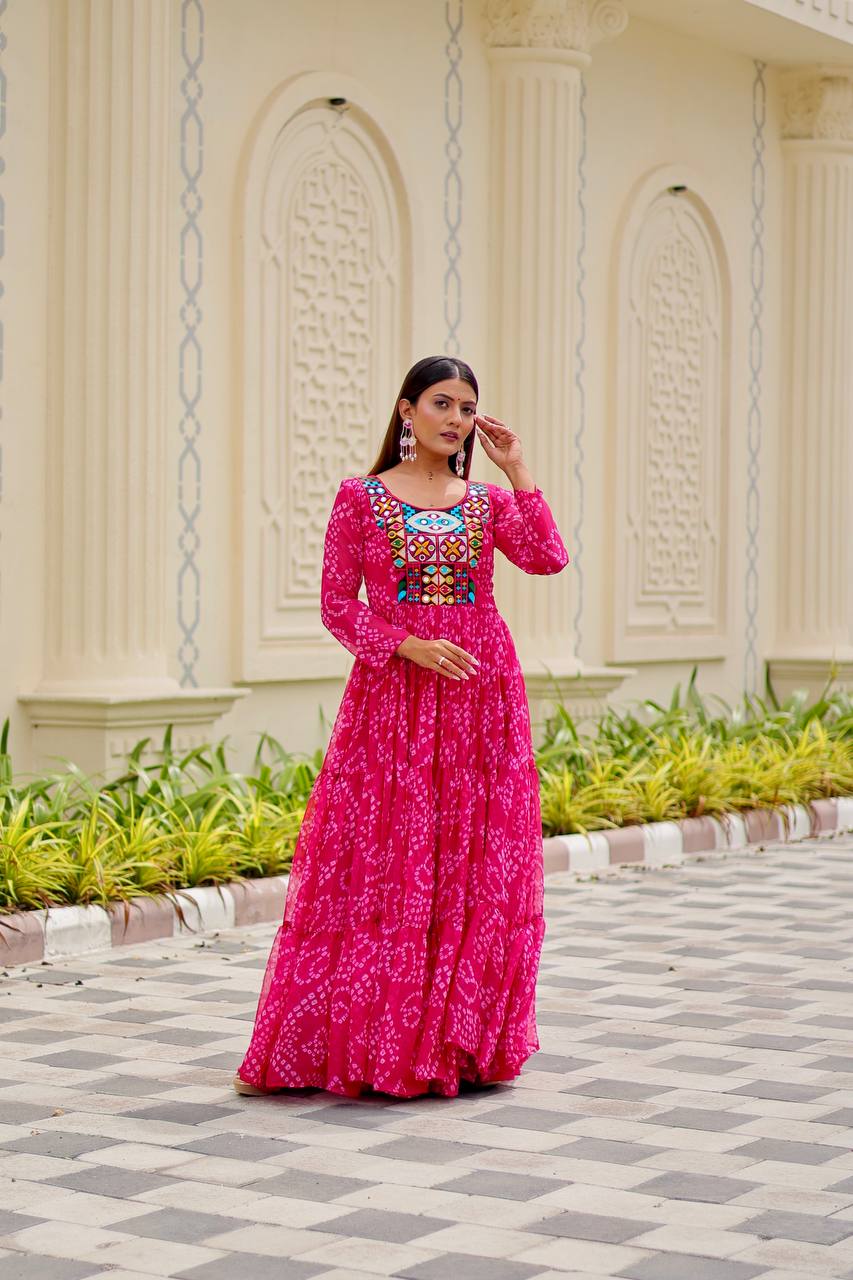 Pink color georgette gown with price