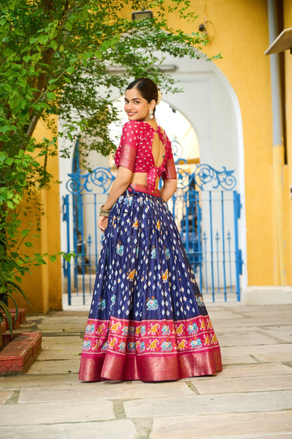 Blue color lichi ghagra choli with dupatta in USA
