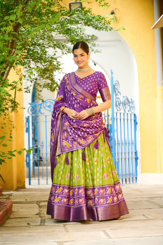 Mehendi color lichi ghagra choli for women online shopping
