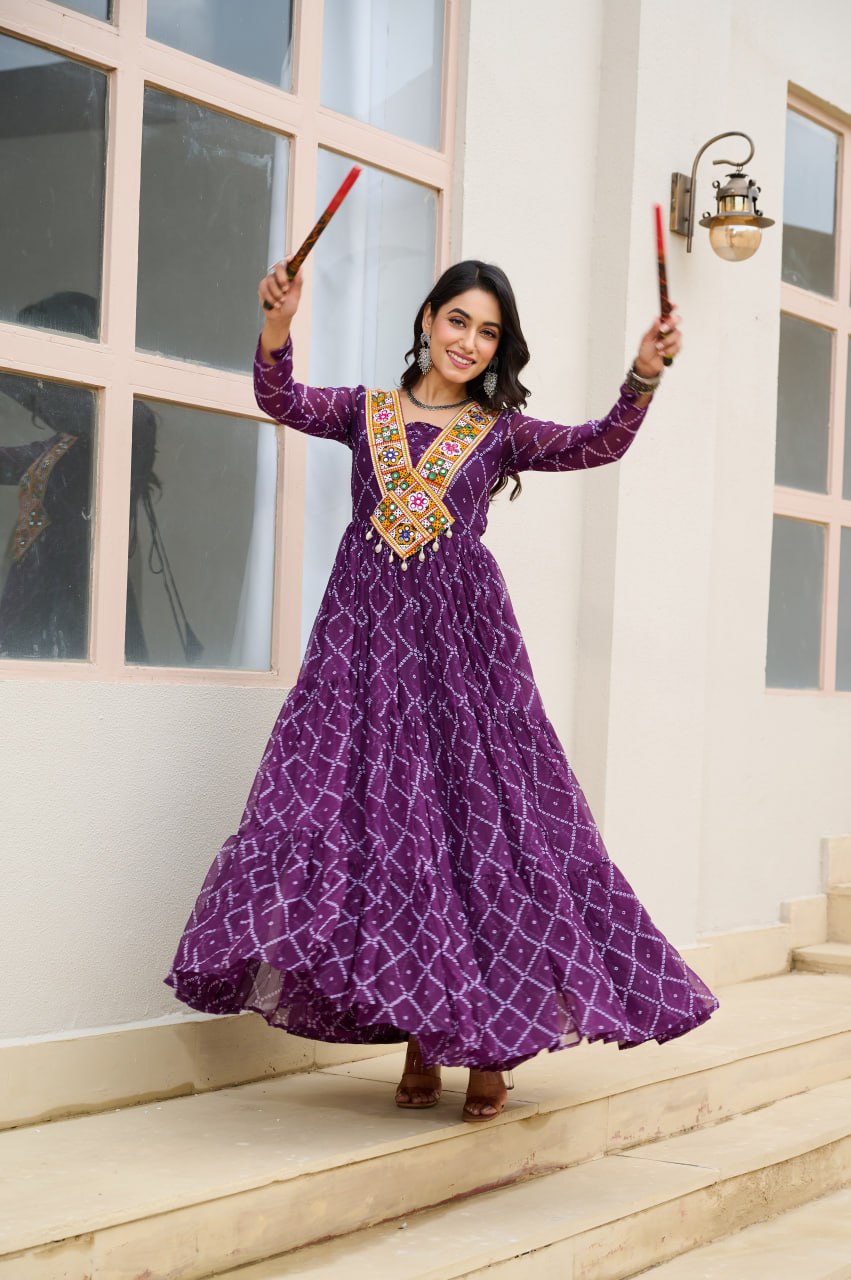 Navratri wear purple gown 