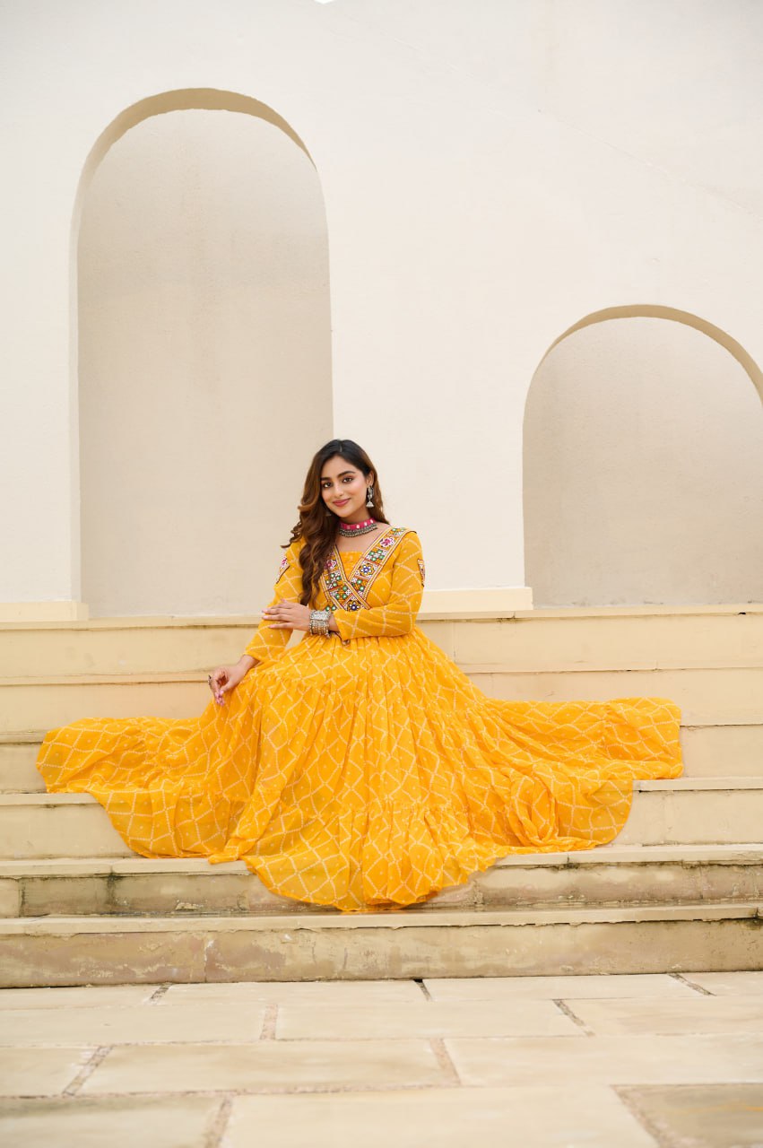 Navratri wear yellow gown 