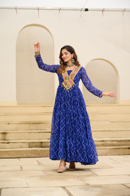 Blue color georgette gown for women