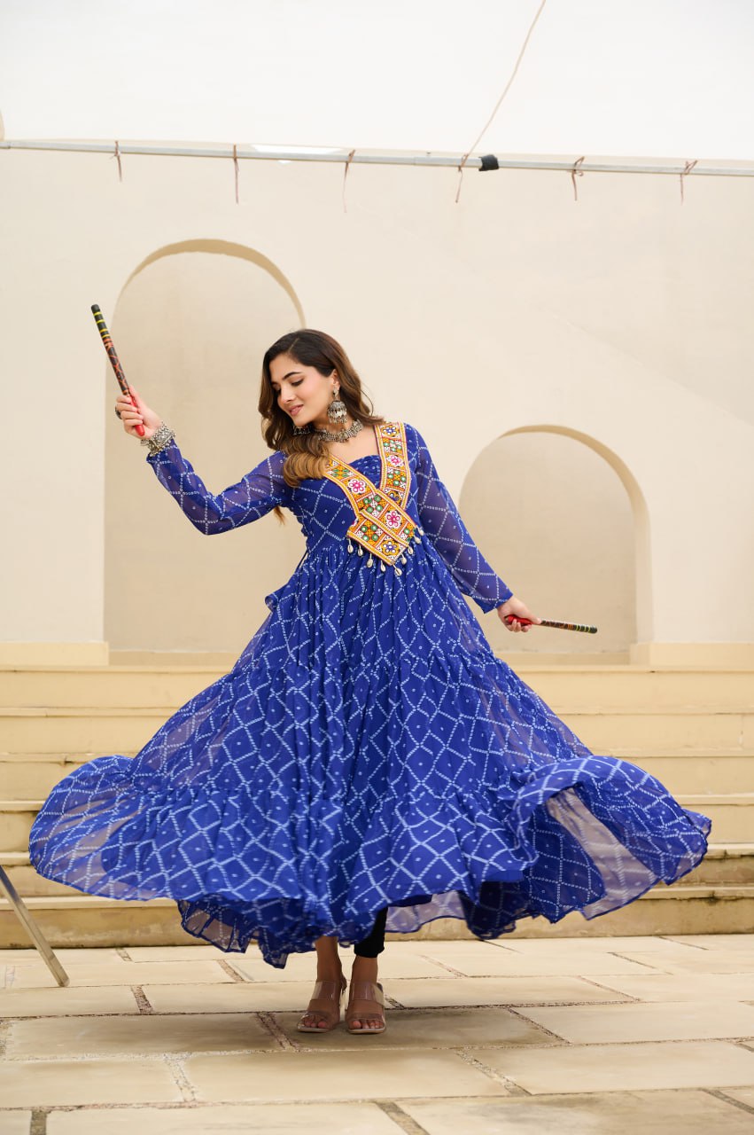 Garba wear blue gown in USA