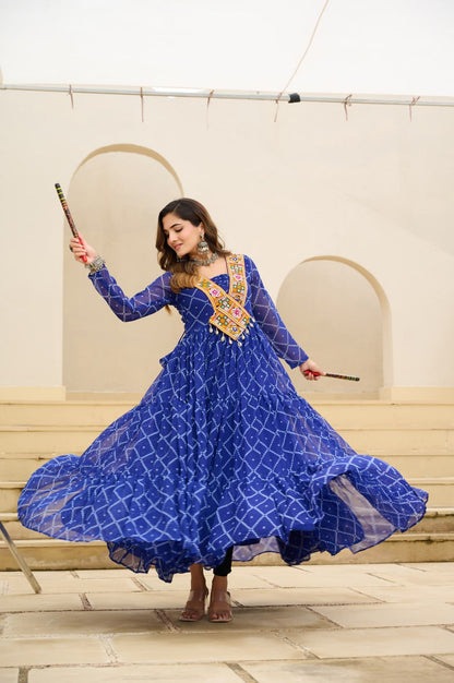 Garba wear blue gown in USA
