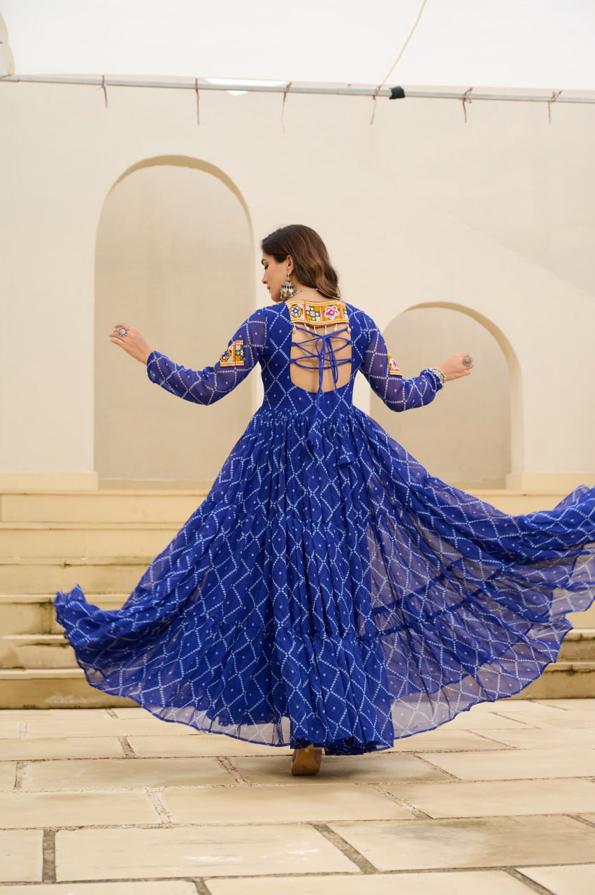 Traditional blue georgette gown 