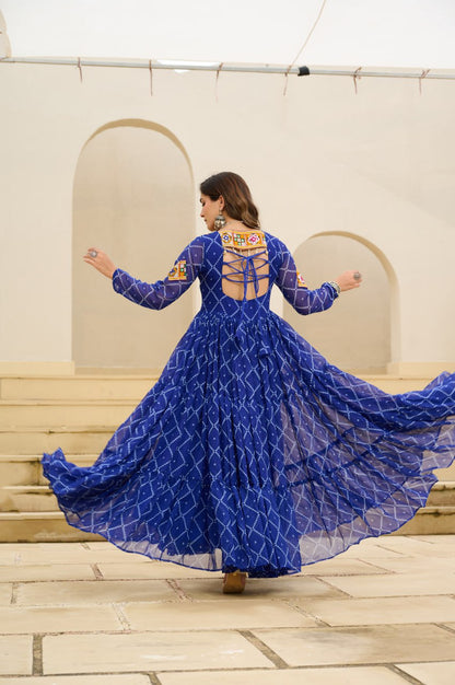 Traditional blue georgette gown 