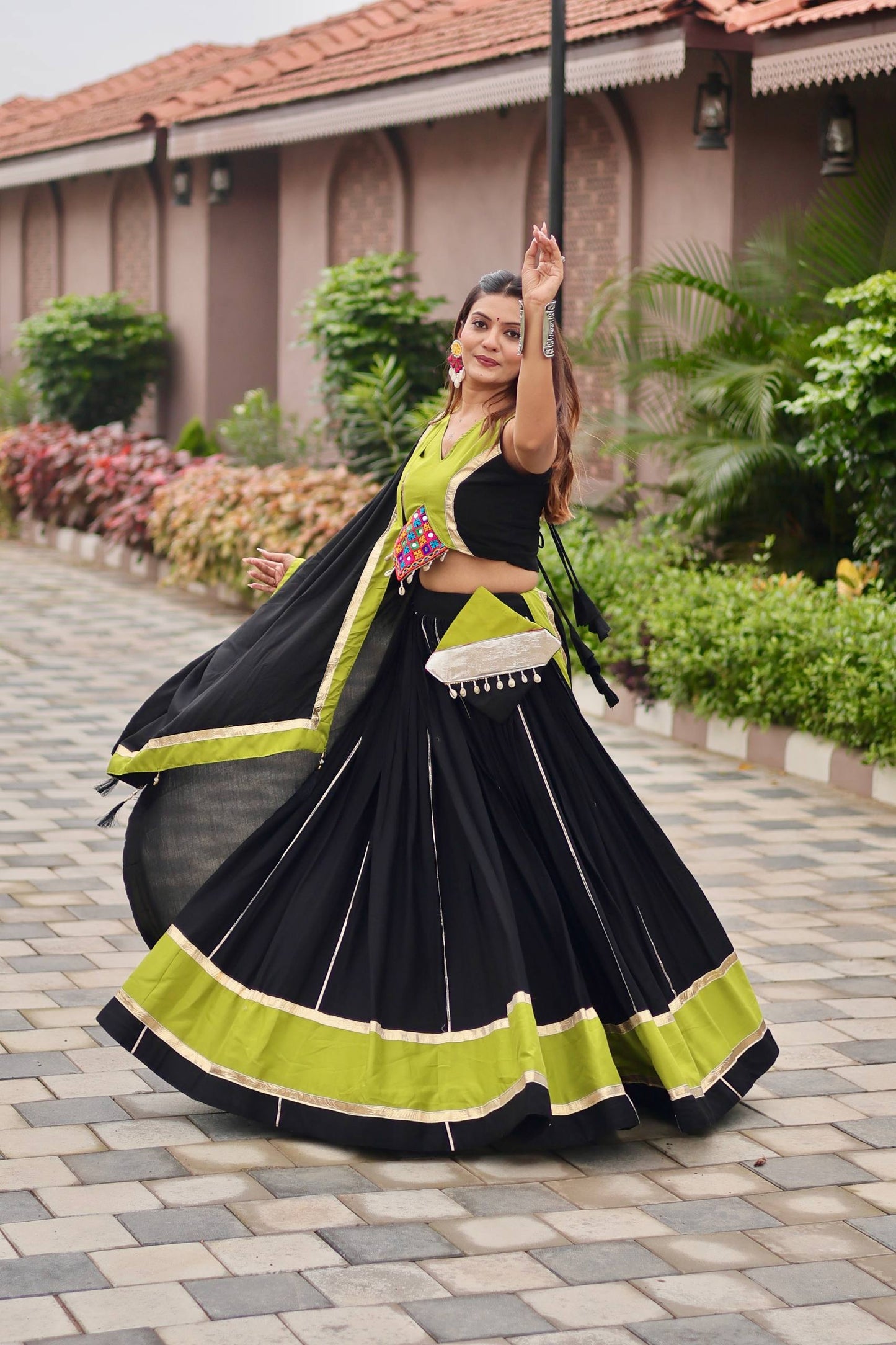 Navratri Wear Black Color Cotton Ghagra Choli
