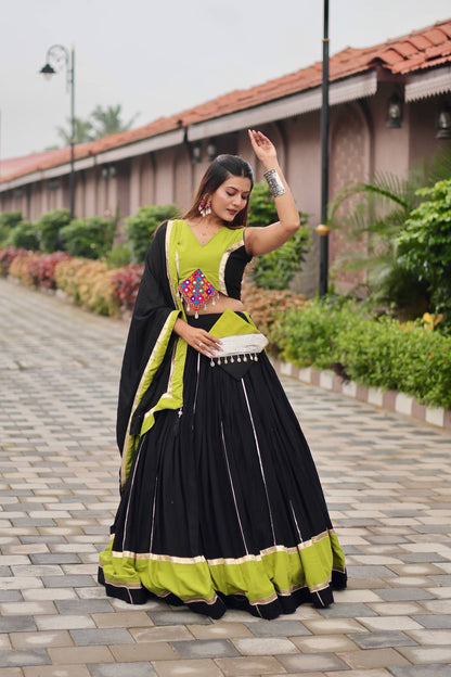 Navratri Wear Black Color Cotton Ghagra Choli