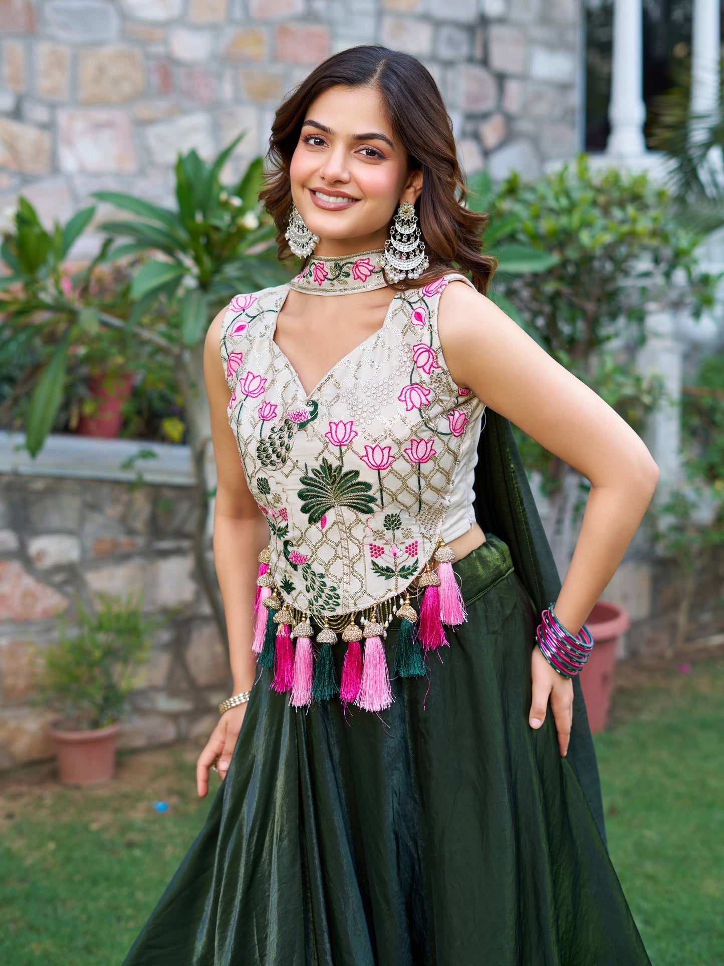 Wedding wear green fendy silk lehenga 