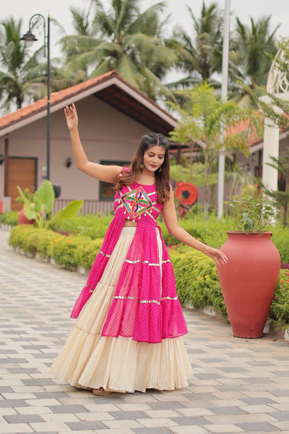 Pink color lehenga for garba wear