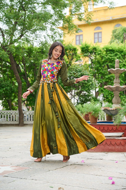 Garba wear green lehenga choli in USA