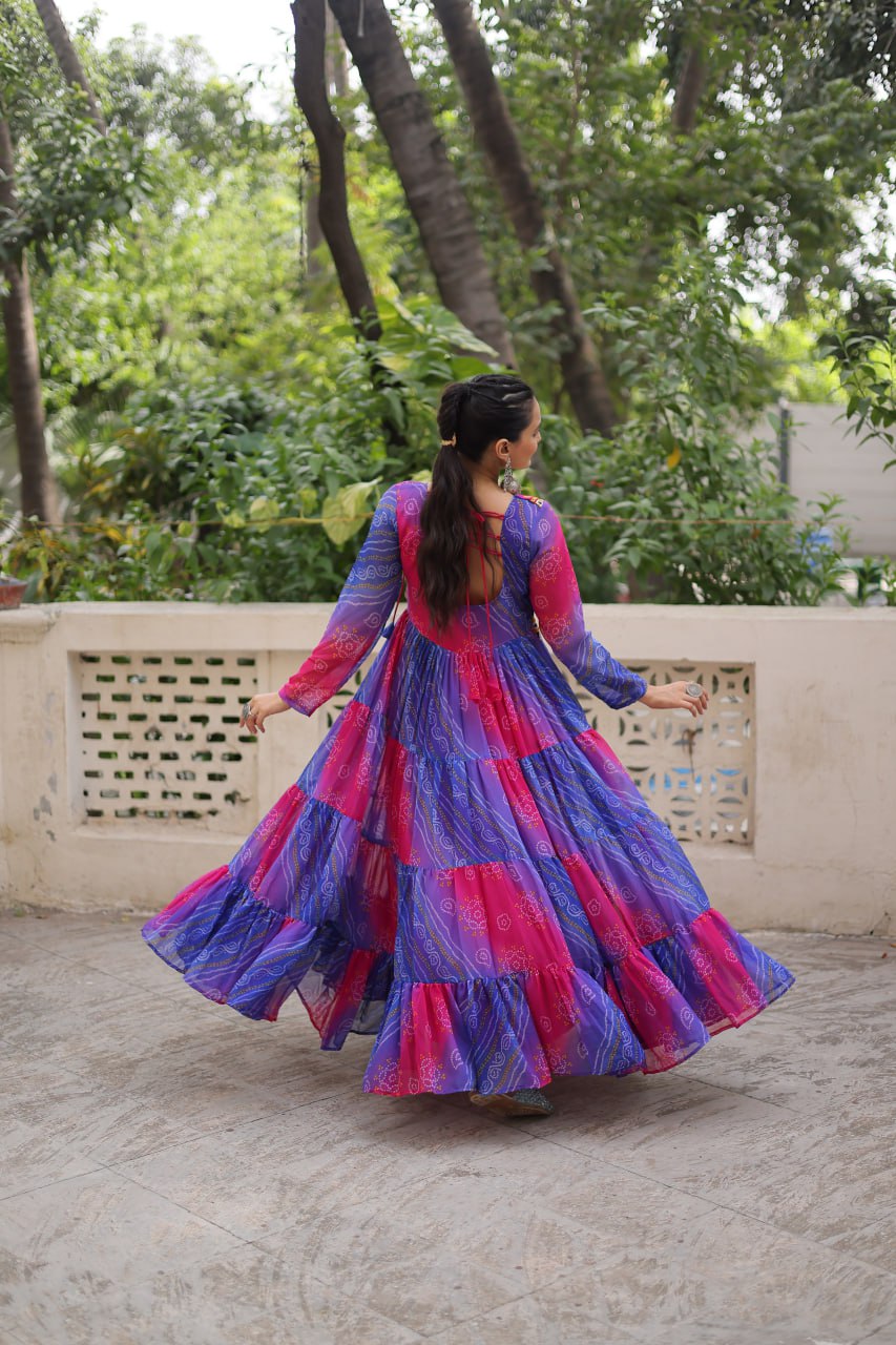 Lon sleeves blue georgette gown 