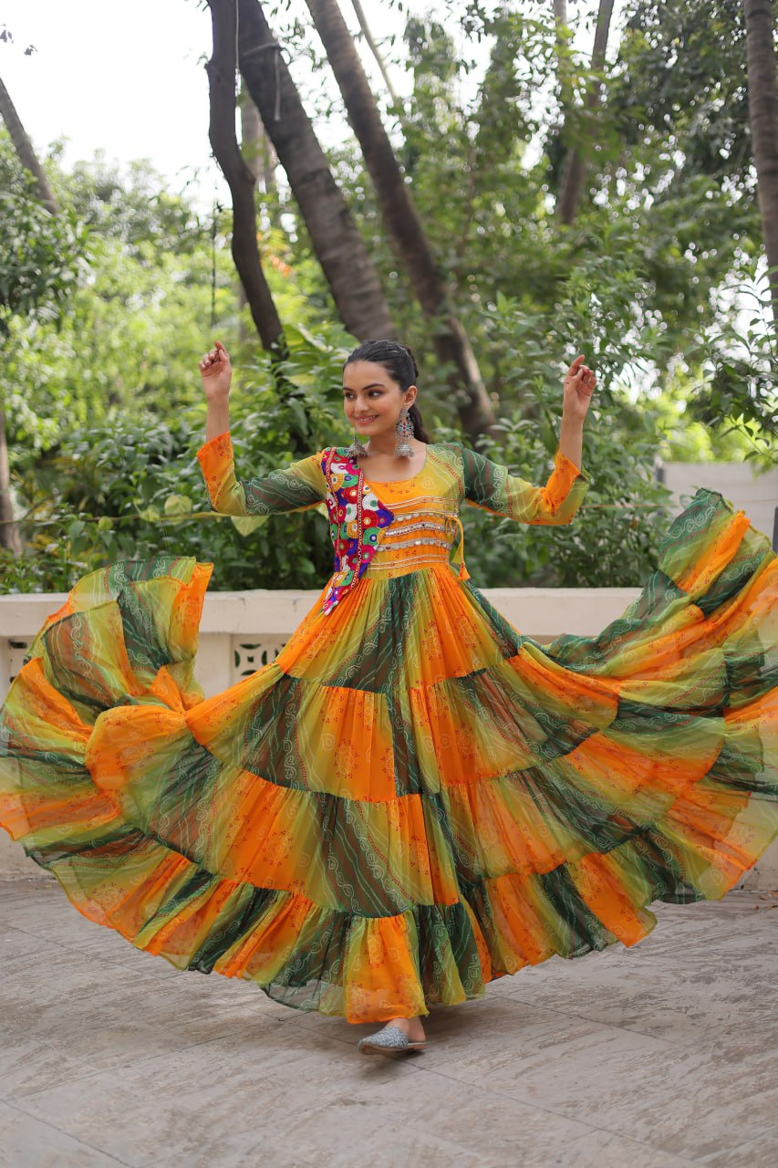 Yellow color georgette for navratri