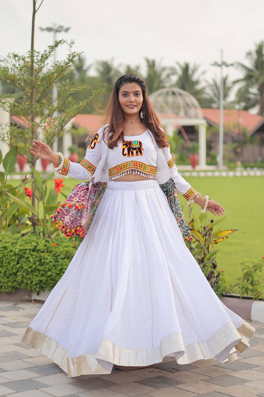 White color cotton lehenga choli 