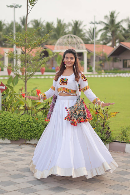 White color cotton lehenga choli with koti 