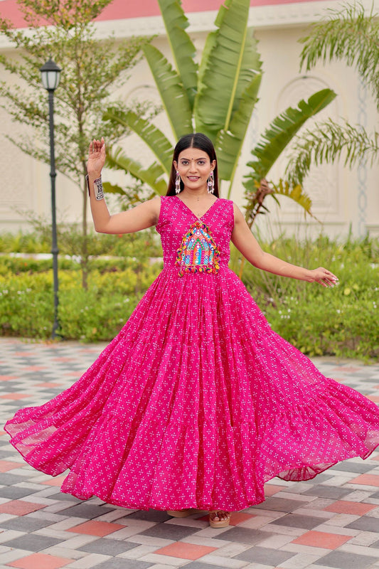 Pink color georgette gown for women