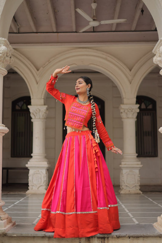Pink color roman lehenga choli for women 