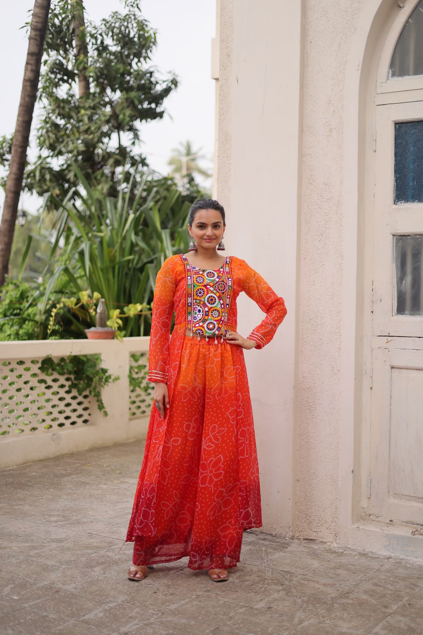 Orange color georgette co-ord set