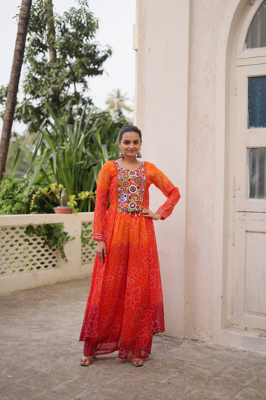 Orange color georgette co-ord set