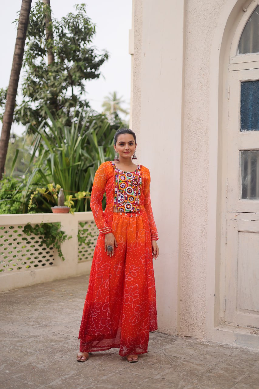 Gamthi work orange suit for women