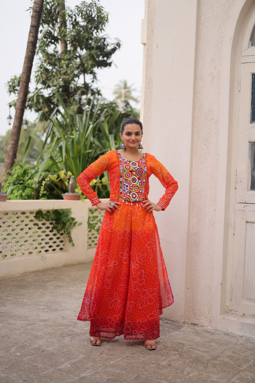 Orange georgette co-ord set for women