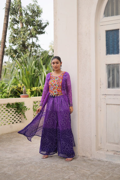 Purple color gamthi work co-ord set