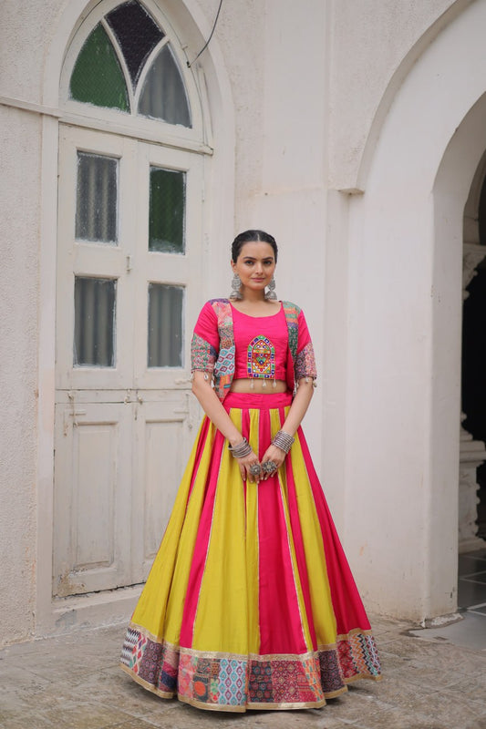 Printed Pink color lehenga with blouse