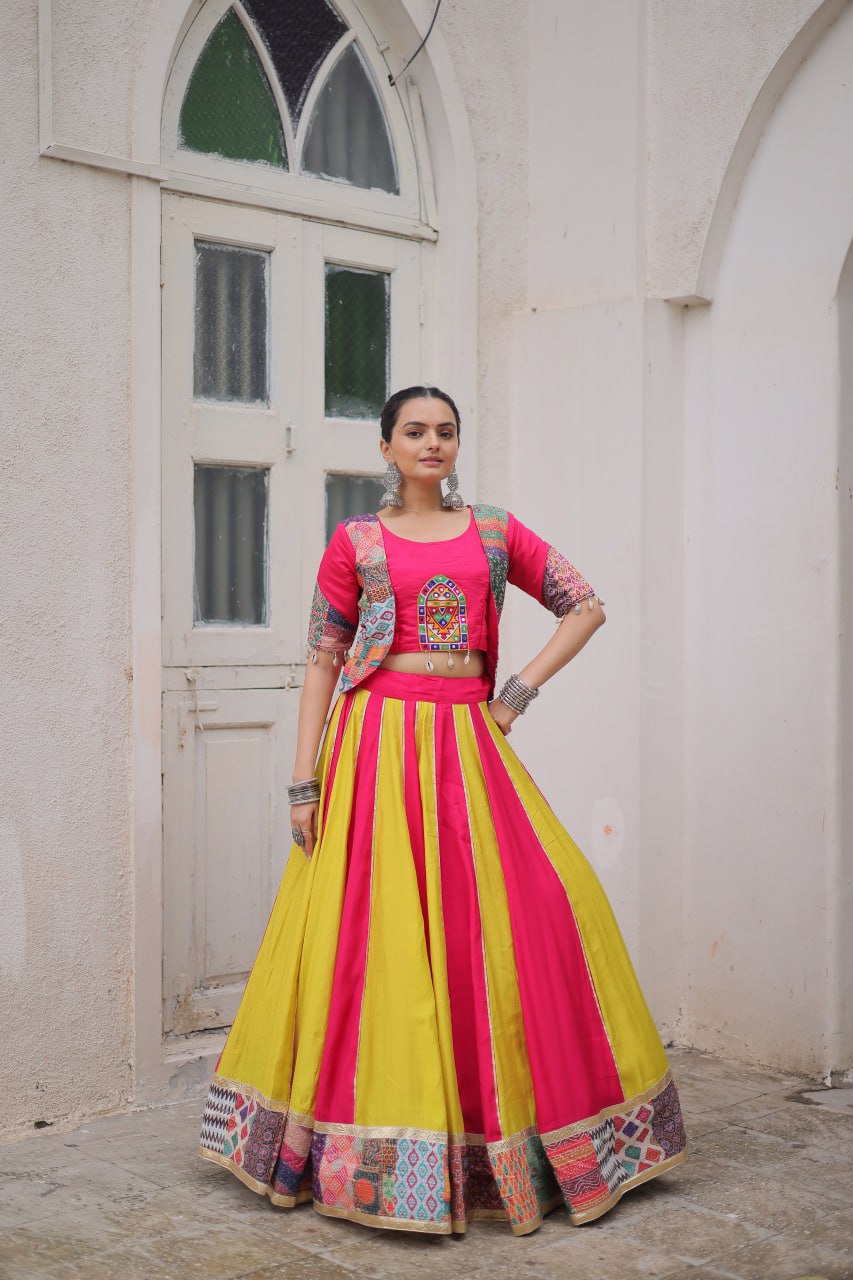 Pink color printed lehenga with top 