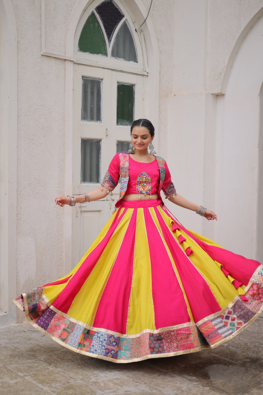 Pink color lehenga with garba wear