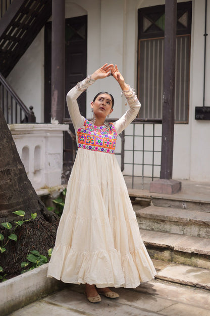 White color kora cotton gown 