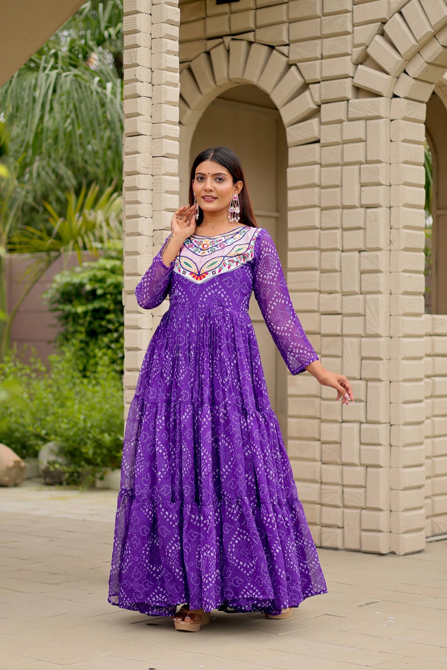 Readymade purple georgette long dress in USA
